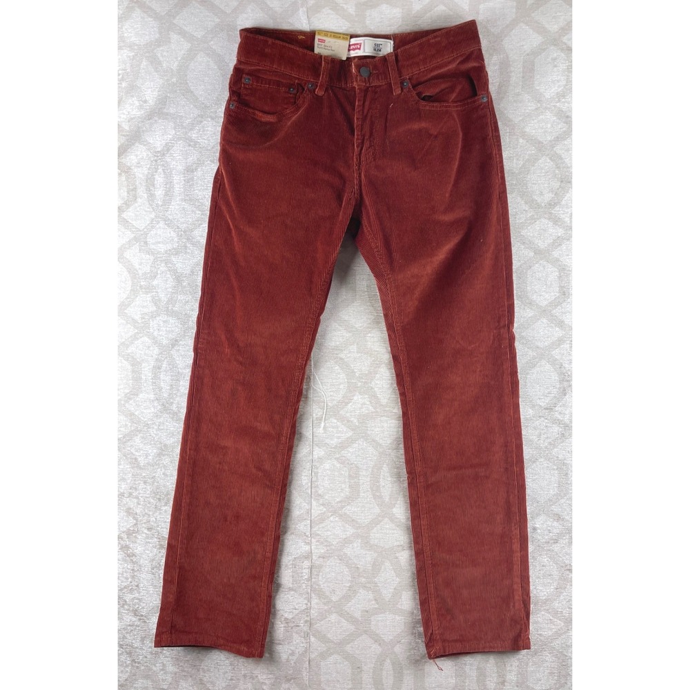 Levi's 511 Slim‎ Women 28 Rust Orange New Corduroy Stretch Pants Fall